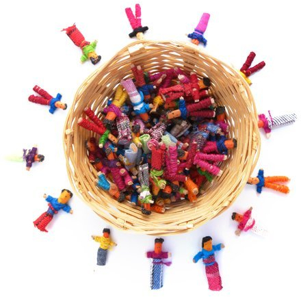 72 Mini Sorgenpuppen im Korb