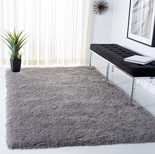SAFAVIEH Venice Shag Collection Accent Rug - 2' x 3', Silver, Handmade Glam, 3-inch Thick Ideal for High Traffic Areas in Entryway, Living Room, Bedroom (SG256S)