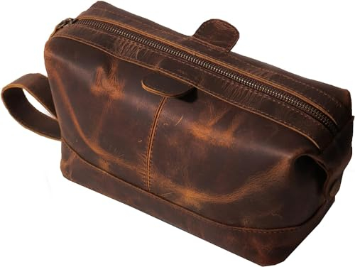 JAALD Tasche Kulturtasche Koffer Waschtasche Kit Ledertasche Kulturbeutel Necessaire echt Leder die Toilette Badezimmer Rasieren Wasserdicht Kosmetik Medikamente Herren Damen Leather toiletry dopp bag
