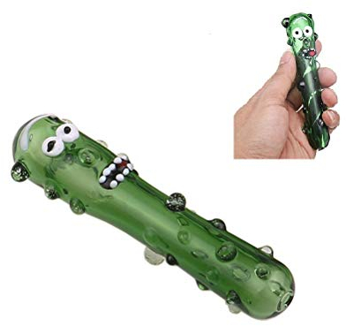 Kylewo Cetriolo Fatto a Mano Pickle Rick Glass Pipe Tabacco da Pipa Divertente Filtro per Fumo
