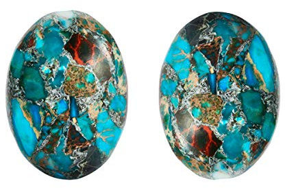 Nupuyai 2 Stk. Cabochon Edelsteine flache Steine für Schmuckherstellung DIY | Meeressediment Jaspis, Heilstein Cabochon Schmucksteine für Schmuckherstellung, Haarschmuck, Makramee Bastelperlen