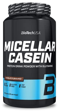 BioTechUSA Micellar Casein | Mit mizellarem Casein | Zusatz von L-Glutamin | Langsam resorbierendes Casein | Niedriger Zuckergehalt | Glutenfrei | 18g Eiweiß pro Portion | 908 g, Schokolade