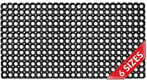 Tapis en caoutchouc - Nid d'abeille avec motif perforé - Dimensions : 50 x 100 cm - Hauteur : 23 mm - Paillasson pour l'intérieur et l'extérieur