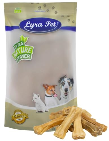 Lyra Pet® 50 STK. Kauknochen aus Rind ca. 10 cm | Naturbelassener Kausnack | Proteinreicher Hundeknochen zur Zahnreinigung | Langer Kaugenuss aus Rinderhaut | Nährstoffreich | Fettarmer Kauartikel
