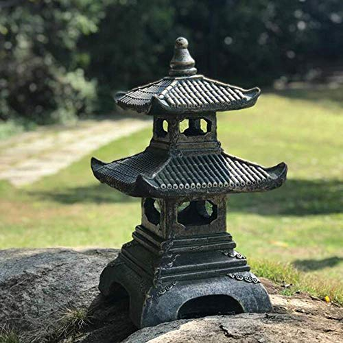YXYOL Garten Stone Tower Boden Dekoration, Garten Antike Steinlampe Tempel Four Corner Steinlaterne Ornamente Japanische Garten-Landschaftslampen