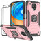 KANSi Funda Compatible con Xiaomi Redmi Note 9 Pro/Redmi Note 9S, Cristal Vidrio Templado [2 Piezas] Capa Anillo iman Soporte Hard PC y Silicona TPU Antigolpes Armor Carcasa - Oro Rosa