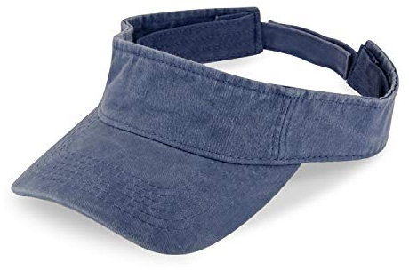fiebig Juno Visor mit Klettverschuss | One Size Sommercap in vielen Farben aus 100% Baumwolle | Unisex Sommerkappe mit verstellbarem Innenband (One Size, Marineblau-Washed)