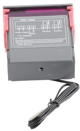 Controlador de Temperatura Digital Multiusos STC-1000, termostato de refrigeración y calefacción con Sensor para fermentador de Cerveza casera, incubadora de Nevera, Invernadero(AC110~220V)