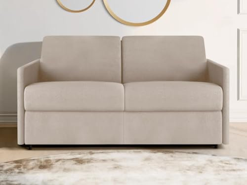 Vente-unique Schlafsofa 2-Sitzer - Liegefläche: 120 cm - Matratzenhöhe: 22 cm - Stoff - Beige - CALIFE