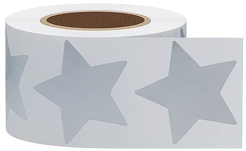 Hycodest 38 mm Silberstern Metallic Aufkleber Selbstklebende Stern Belohnung Aufkleber für Schulkinder 500 Stück