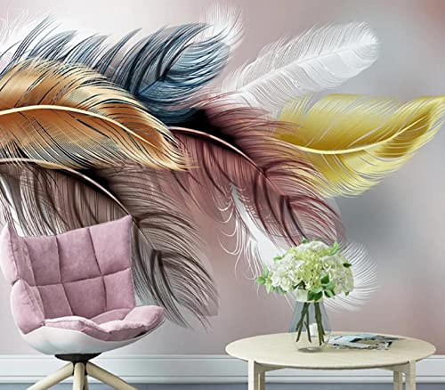 Tapete 3D Wandbild Bunte Federn Fototapete 3D Effekt Vliestapete Wohnzimmer Schlafzimmer Wanddeko