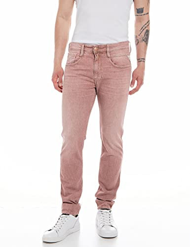 REPLAY Jeans Uomo Anbass Slim Fit in Denim Comfort, Rosa (Brick Delavè 250), W27 x L30