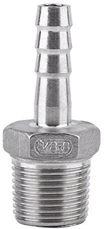 BORDSTRACT Accesorios de espiga para manguera SS304 Rosca macho acero inoxidable Conector cola manguera espiga BSP 1/8~3/4 para conectar tubería de aire, tubería de combustible, tubería (3/8×8mm)