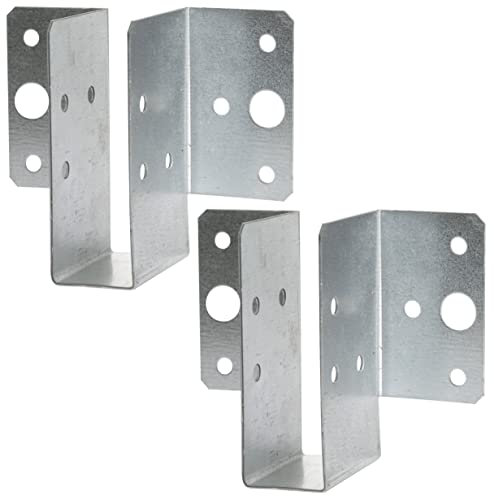 AERZETIX - C58644 - Lot de 2 Sabots de charpente à ailes extérieures 25x45x77 mm - à 14 trous - en acier zingué Z275