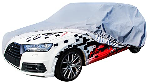 Nava Group Exclusive Abdeckplane Auto Autoplane wasserdicht Frontscheibenabdeckung Autoabdeckung UV-beständig 4-Schicht-Material Auto Schneeschutz Wetterschutz Auto Schutzhülle 430-455 cm Kombi