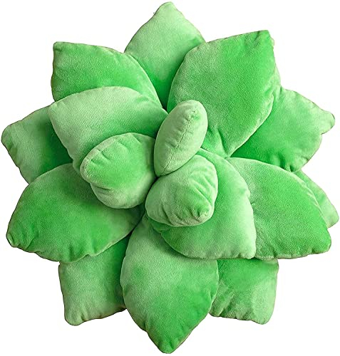 Shirune Sukkulenten-Kissen, grüne Sukkulenten, Plüschkissen, 3D-Sukkulentenblatt, Pflanzenkissen, Kaktusblütenform, Kissen, Plüschkissen, Sofakissen für Erwachsene, Heimdekoration (45 cm, grün)