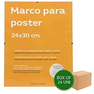 Nacnic - Lot de 24 Cadres Transparents en Verre Acrylique sans Bords | Protection et présentoir de Photos, Feuilles, Affiches et décoration pour Salon, Chambre ou Bureau | 24 x 30 cm