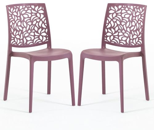 SIEDITI FUORI E DENTRO Chaises en résine avec Fibre de Verre empilables pour intérieur/Cuisine/Salle à Manger et extérieur/Jardin Anna (2 Chaises, Rose Mauve)