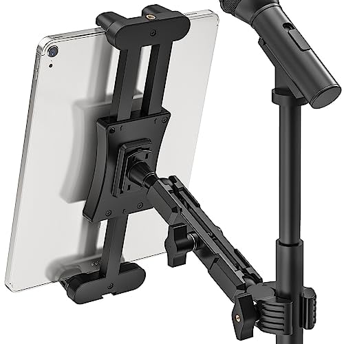 Jubor Supporto Tablet per Microfono, Support per iPad Musica Microfono, Porta Tablet per Asta Regolabile a 360° per iPad, iPad Pro, iPad Mini, iPad Air, Smartphone 4,7-13,5