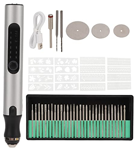 Uolor 108-teiliges Gravurwerkzeug-Set, Elektrischer Kabelgebundener Mikrogravierer mit Reißnadel, 82 Zubehörteilen und 24 Schablonen für Schmuck, Glas, Holz, Metall, Kunststoff
