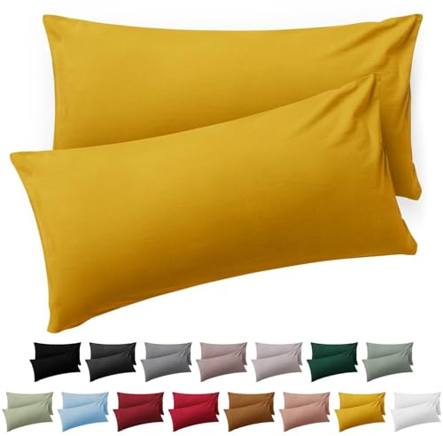 Blumtal Fundas de Almohada 50x70 cm (Juego de 2) - Fundas de cojín de Microfibra para sofá con Cierre de Sobres, Extra Suaves y Lavables, Certificado Oeko-Tex - Amarillo