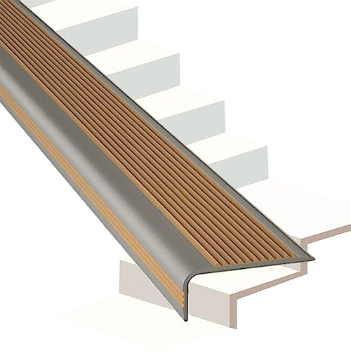 Treppenkantenprofil Treppenprofil Treppenkanten-Übergangsstreifen, 4 Zoll, Flexibler Gummi-Treppenkantenschutz, Holzstufen, Stufen, Nasenbesatz/Kappen mit Rutschfestigkeit und Klebeband, für Innen- u