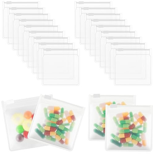 Pill Pouches for Medicine - 24 Pcs Reusable Pill Bags Size 3 x 2.75 Clear Zippered Pill Pouch with Write-on Labels for Pills Small Items Storage