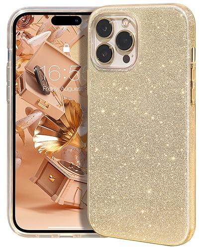 MATEPROX Glitzern Handyhülle Kompatibel mit iPhone 15 Pro Hülle Schutzhülle Sprühen Glänzend Bling Dünnes Hülle für iPhone 15 Pro 6,1'' 2023-Gold