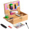 Zusor Großes Bambus-Box-Set mit Zahlenschloss, dekorative Box, dekorative Box mit abnehmbarem Rolltablett, kommt mit Zubehör, bunte Lichtleiste, tolles Geschenk für Männer (Bambus)