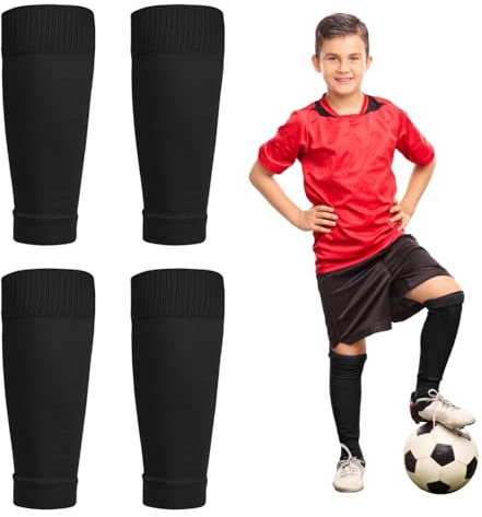 Leikedun 2 Paare Fußball Stutzen für Kinder, Fußball Sleeves Tubes Socken Fußball Schienbeinschutz Socken Fußballsocken Elastische Atmungsaktive Stutzen Sportsocken Trainingssocken für Fußball Sport