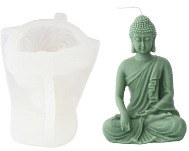 JS MOLD Kerzen Silikonform 3D Buddha Kerzengießform Seifenform DIY 3D Buddha Figuren Kerzen Gießen Form für für Gips, Seife, Sojawachs Kerzen (03#)