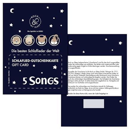 ROCK MY SLEEP Musik Gutschein 5 Songs Spieluhr Baby I Musikbox für Kinder als Plüschtier