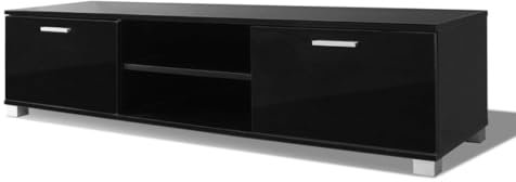 Helloshop26 Meuble télé Buffet TV télévision Design Pratique à Haute Brillance Noir 140 cm 2502219