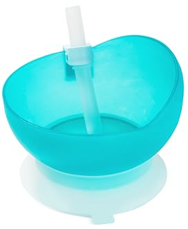 JFGLORIX Schüssel mit Strohhalm und rutschfestem Saugnapf, adaptives Selbstfütterungs-Geschirr für ältere Menschen