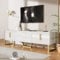 Merax TV Lowboard Wohnzimmertisch Fernsehschrank Fernsehtisch TV Bank Fernseher Tisch tv lowboard tv Tisch TV Schrank Weiss