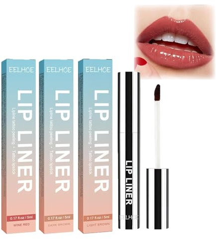 CESGIGO - Rossetto per contorno labbra rimovibile, con applicatore a penna, fa apparire le labbra carnose, impermeabile, a lunga durata, non svanisce (3 pezzi, diversi colori)