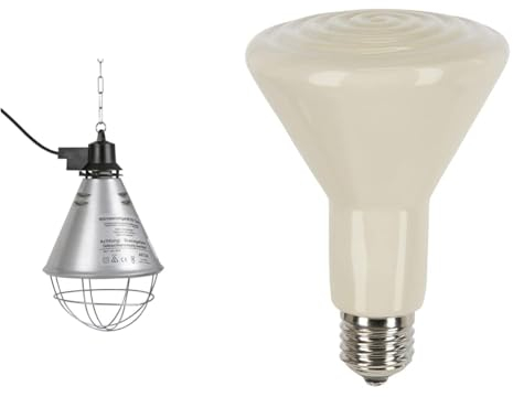 Kerbl Infrarot Wärmestrahler für Ferkel/Küken & Keramik Dunkelstrahler 150W, Infrarotlampe 230V dimmbar, Sockel E27