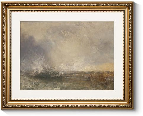 ARPEOTCY Wandkunst, Vintage, goldgerahmt, Natur, abstrakte Sturmlandschaft, Gemälde, Leinwandbilder, Kunstdrucke mit antikem Rahmen, Wanddekoration für Wohnzimmer, Schlafzimmer, Badezimmer, 33 x 40,6