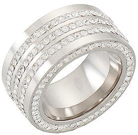 Bihsilin Edelstahl Ringe für Frauen, Hochzeit Ring Damen Breit 11MM mit Zirkonia Bandring Silber Ringe Personalisiert Nickelfrei Größe 60 (19.1)