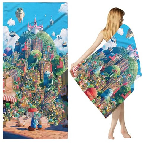 GDFJBG Strandtücher & Badetuch, Super Bros Badehandtuch, 75 * 150CM Kinder Schnell Trocknend Badetuch Ultra Microfaser Badehandtuch Strandtuch Schwimmen Duschtuch Camping Schnell Trocknend Badetuch
