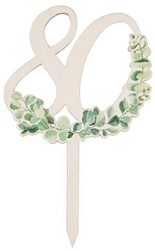 Logbuch-Verlag Caketopper 80. Geburtstag Oma Opa Geburtstagstorte Tortendeko 80 Jahre Jubiläum Eukalyptus Deko 18 x 12 cm