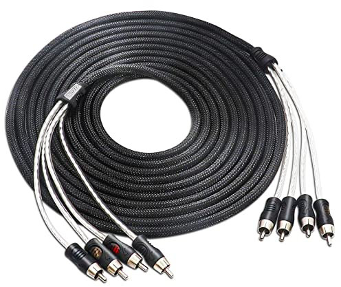 RECOIL P417 Cable Audio RCA 4 Canales 5.2m (4 RCA Macho a 4 RCA Macho), Cobre OFC Doble Blindaje con Reducción de Ruido