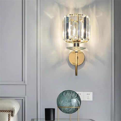 WQCSH Wandleuchte LED Energieeinsparung Effizient Nachtlicht Modern Einfachheit Originalität Retro-Stil Stil Anwendbar auf Schlafzimmer ein Wohnzimmer Sofa Korridor Studie Indoor Runder Kristall