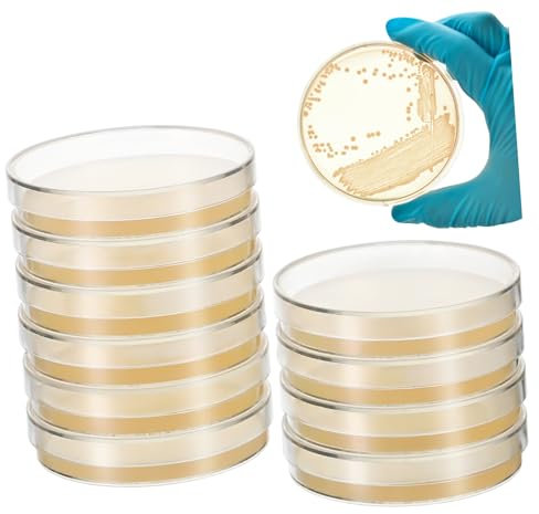 COSMEVIVI 10Pièces Plaques de Gélose Nutritive Précoulées pour Expériences Scientifiques Boîtes de Pétri Prêtes à Outils de Culture Microbienne pour Écoles