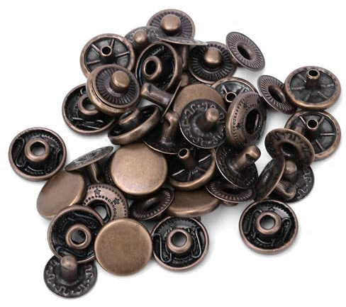 Druckknopf-Set, 50 Sets, Strapazierfähiges Leder-Druckknopf-Set, Runder Knopf, Stoff, Gepäckdekoration, Zubehör, 50 Set Druckknöpfe aus Reinem Messing, Druckknopf (#8)