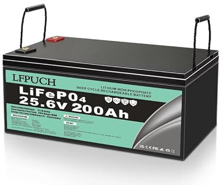 Batería LiFePO4 de 24V (25,6V) 200AH, batería de fosfato de hierro y litio, puede reemplazar la batería AGM de ciclo profundo, adecuada para RV, barco, sistema solar, etc.