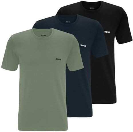BOSS Herren Classic T-Shirts Kurzarm Shirts Pure Cotton Crew-Neck 3er Pack, Farbe:Mehrfarbig, Artikel:-985 Mint/Navy/Black, Größe:XL