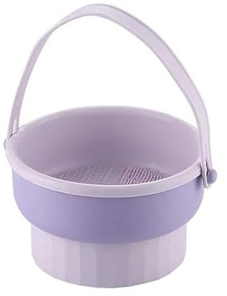 Makeup brush cleaning bowl portable travel beauty brush scrub with handle reusable makeup brush cleaning pad and drying tray storage tray purple