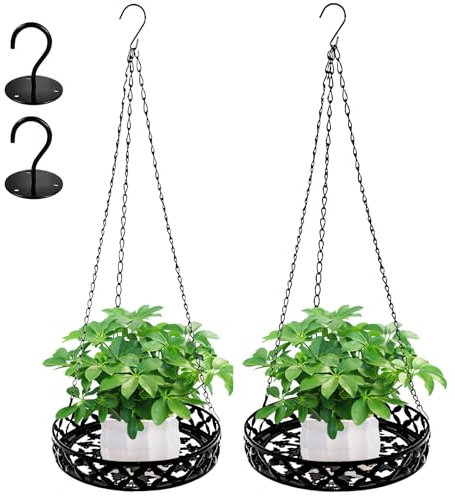 BORDEAG 2 Stück Hängetopf für Pflanzen, Pflanzenaufhänger aus Metall, Hängender Blumentopf, Blumenampel Hängend Innen und Außen, Blumentopf Hängend, Hängeblumentöpfe