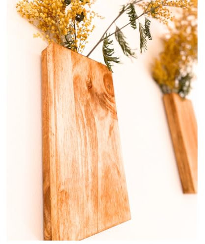 Maceteros Decorativos Interior, Macetero de Madera para Pared. 2 Piezas con y Sin Taladrar.